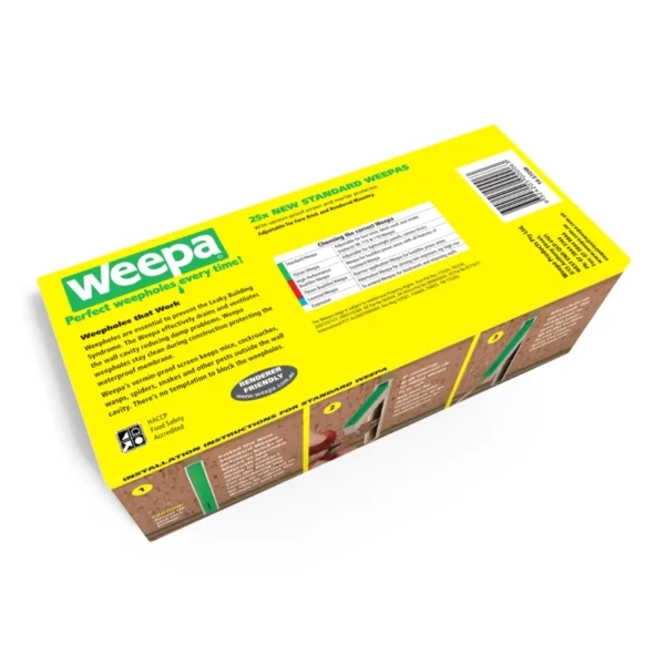 Packaging of the Standard Weepa weep vent product used for weep holes